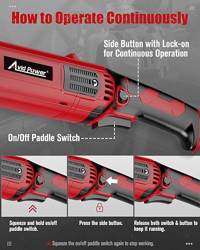 Miniatura 3 de AVID POWER Amoladora angular de 4-12 pulgadas, 8.0 amperios, 1000 W, amoladora de metal de 7 velocidades variables, 11,500 RPM, interruptor de