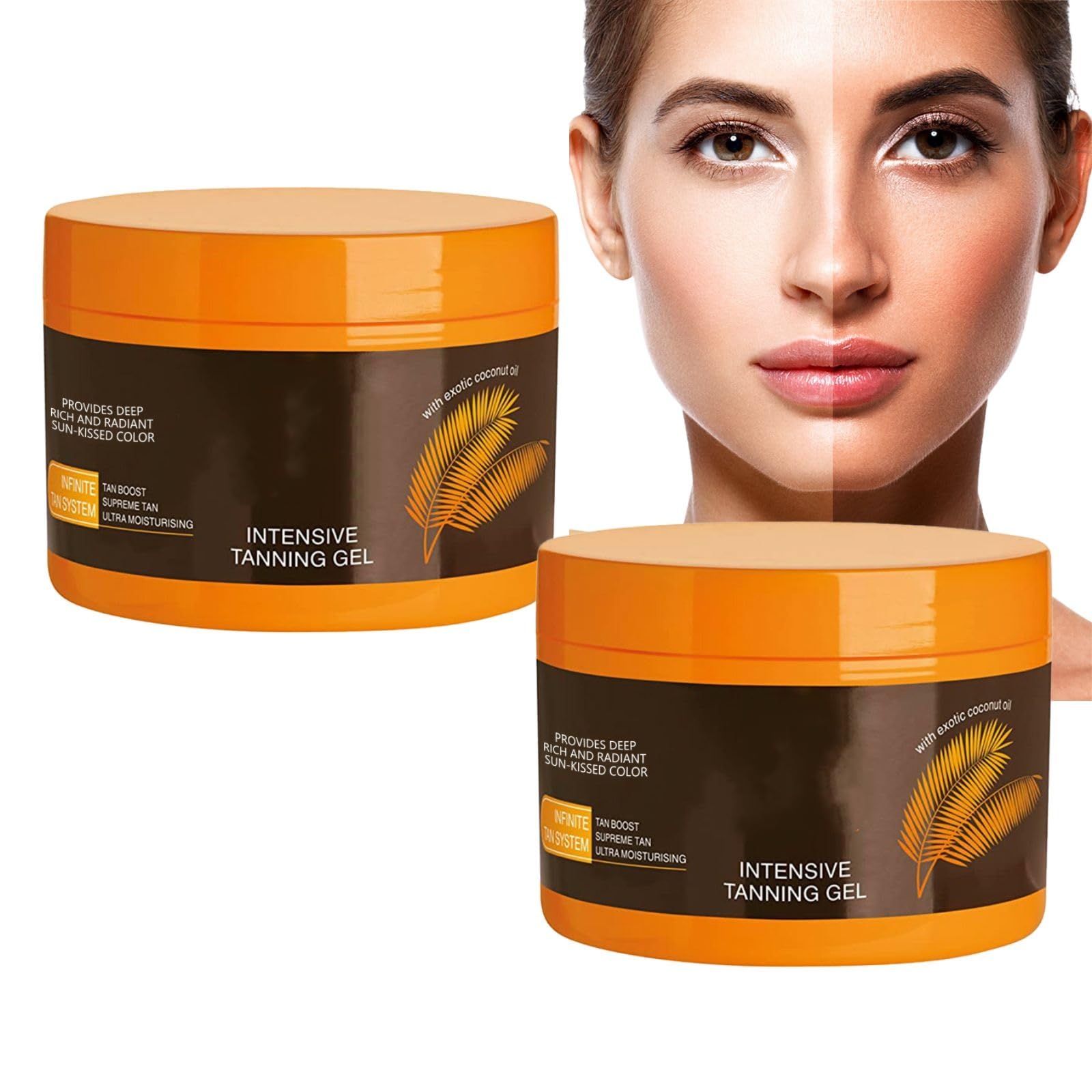 2PCS Luxury Intensive Tanning Gel, Natural Tanning Accelerator Cream Gel for Natural Tan Skin, for Sunbeds & Outdoor Sun