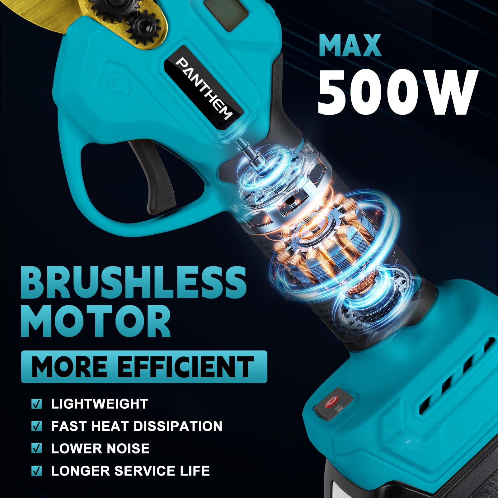 Taglierina per rami senza fili 45 mm per Makita 18 V (senza batteria), motore senza spazzole, sega a ramo elettrico, batteria, cesoie per alberi, display LCD per potatura alberi