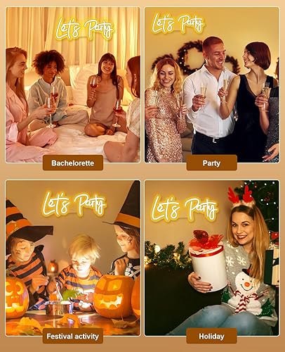 Miniatura 7 de Letreros de neón de Let's Party, letrero de luz LED de neón Arrinew para decoración de pared, luces de neón decorativas para despedida de soltera,