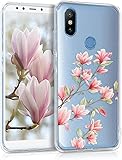 kwmobile Funda para Xiaomi Mi 6X / Mi A2 - Carcasa de [TPU] para m?vil y dise?o de Magnolias en [Rosa Claro/Blanco/Transparente]