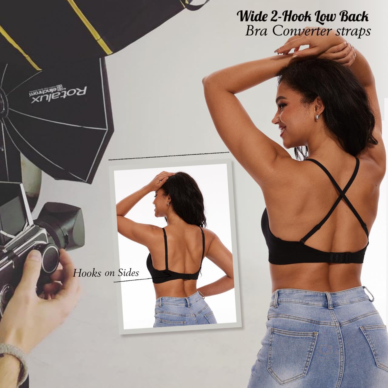 Push Up Bra for Women - Full Coverage Deep V Plunge Bra with Convertible Straps and Low Back - Image 5