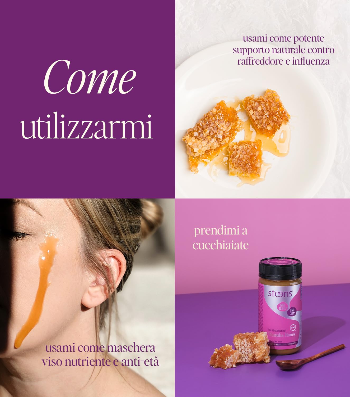 Steens Miele di Manuka - MGO 830+ - Puro Miele Manuka grezzo 100% certificato UMF 20+ - Invasettato e sigillato in Nuova Zelanda - Manuka Honey - 500 g