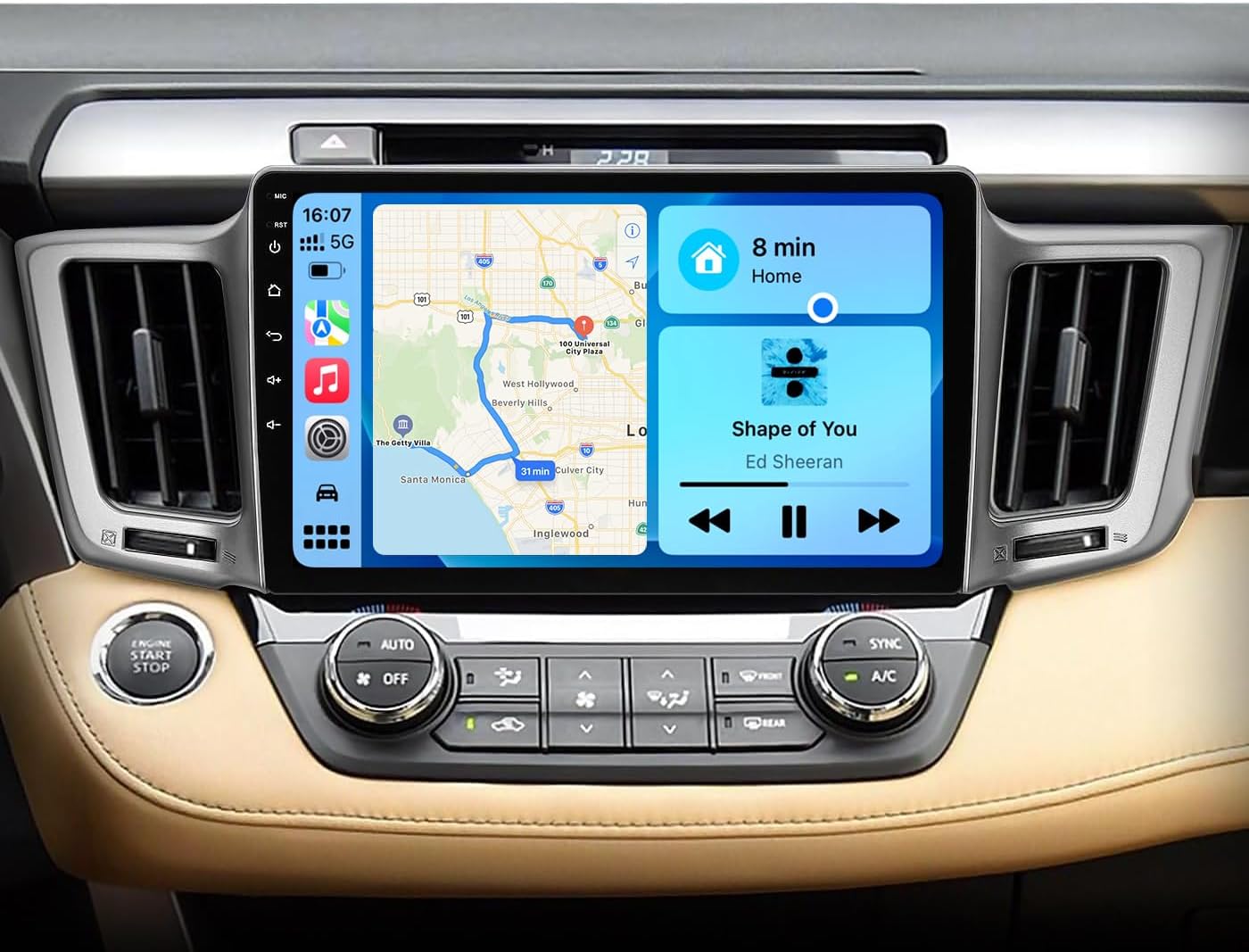 Car Radio for Toyota RAV4 2013-2018: [4G+32G] 5GWiFi 10.1 Inch 1280 * 800 Touchscreen Stereo with Apple CarPlay Android Auto Bluetooth GPS Navigation FM SWC RDS Mirror Link 1080P Backup Camera