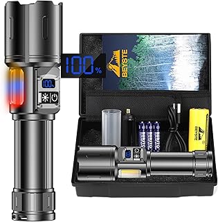 Linternas LED Alta Potencia, Linterna LED Recargable, Linternas Potente 1000000 Lúmenes, Linterna Tactica Policial, 9 Mo...