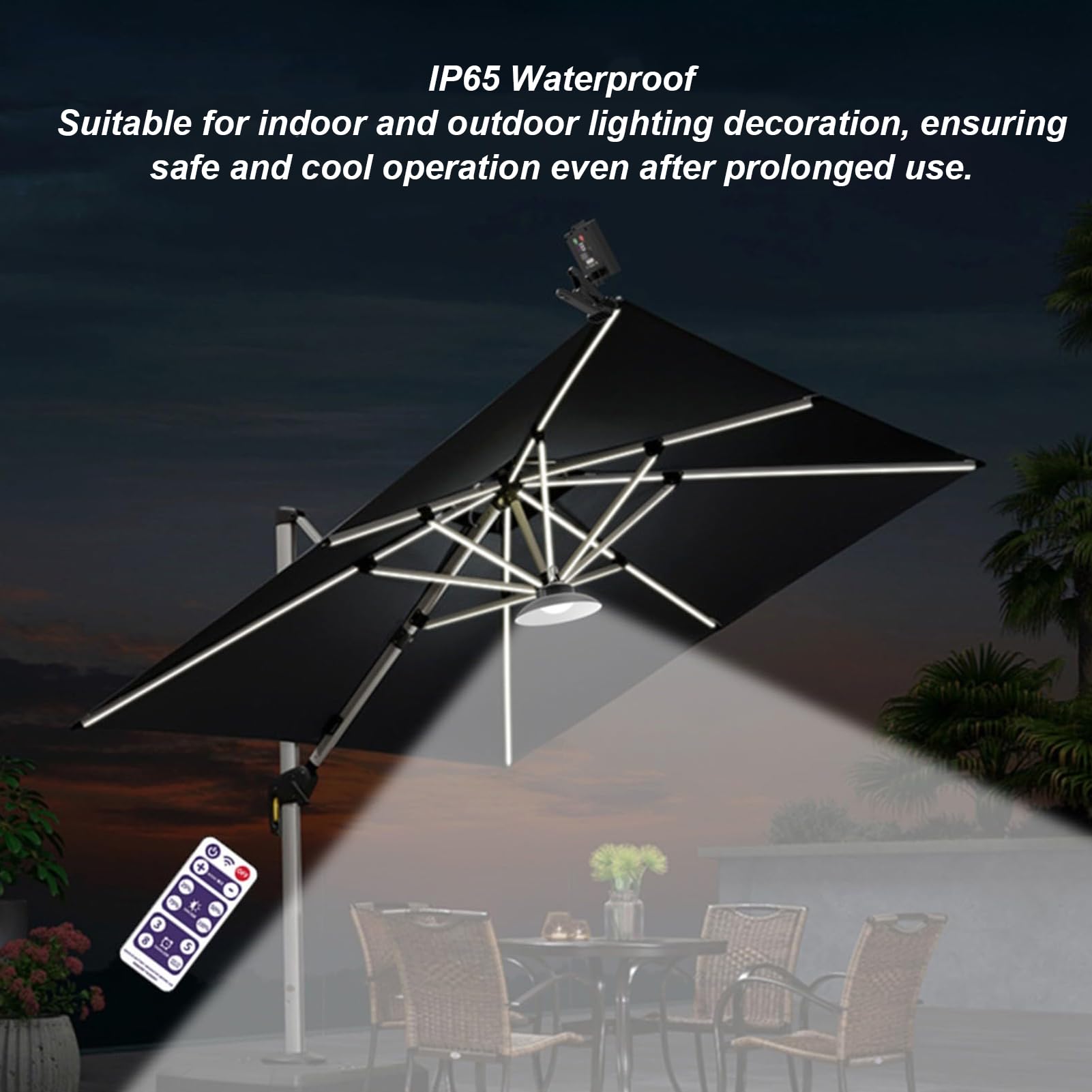 Solar Umbrella Lights Outdoor, Solar Powered LED Umbrella Patio Light, Remote Control LED Patio Umbrella Light for Beach Camping