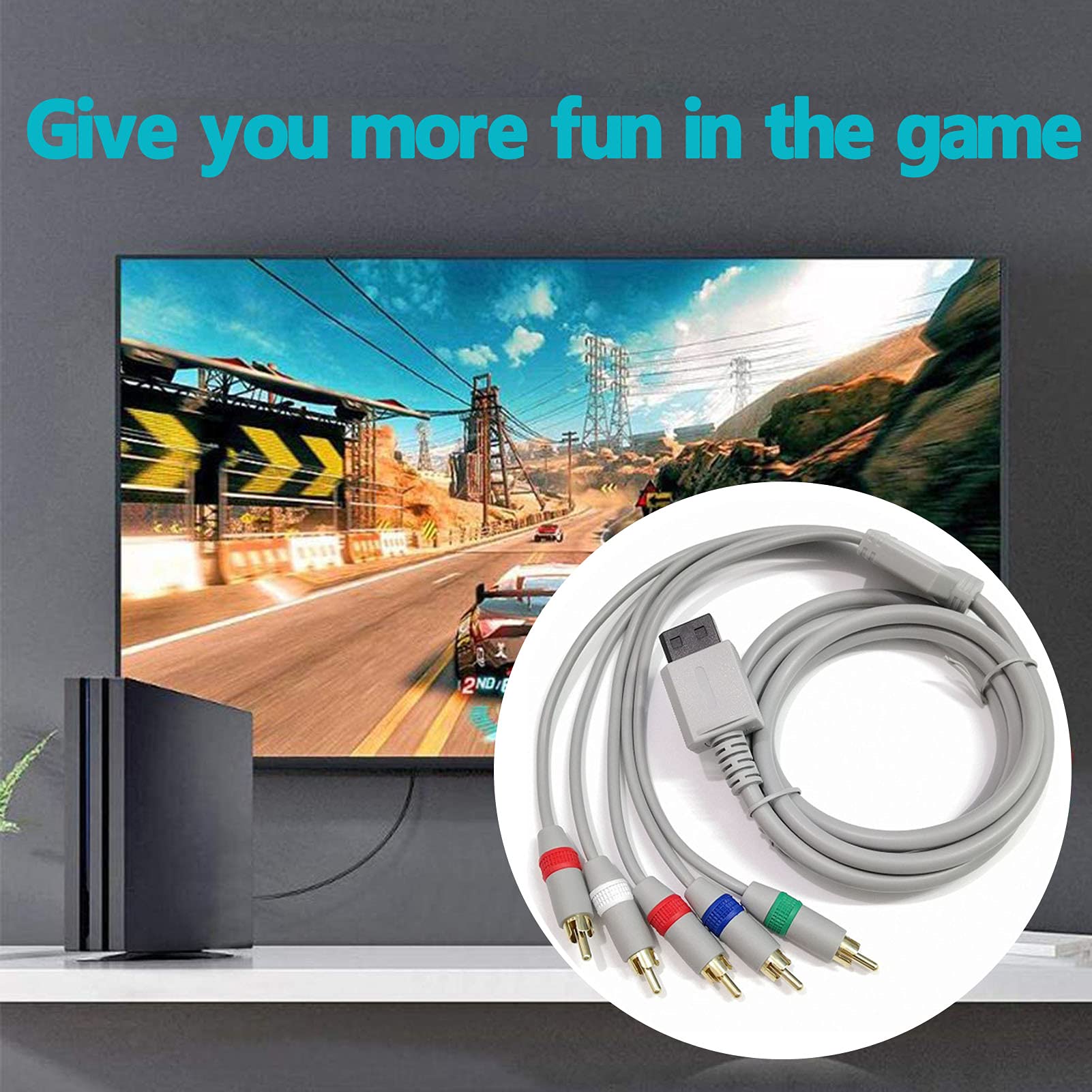 Kabel komponentowy AV 6FT do Nintendo Wii/Wii U RCA audio wideo HD przewód 2 szt