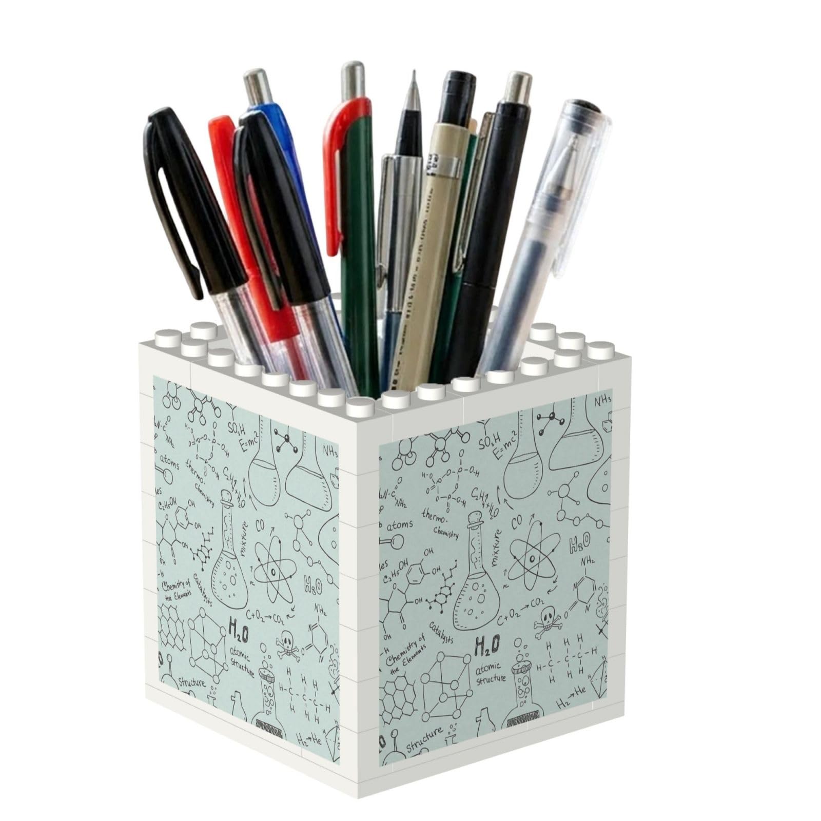 Poadnly Chemistry Print Printed, Pen Pot Pencil Holder for Office Home School, Compact Desk Organiser for Office Stationery