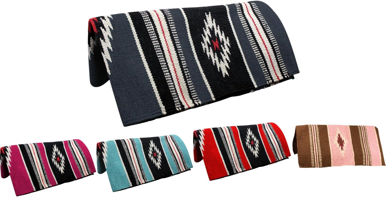 Tahoe Tack Handwoven Navajo-Inspired Acrylic Western Horse Saddle Blanket – 32" x 64", Southwest Aztec Design, Decorative, Great for Riding, Display, or Home Decor