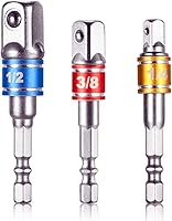 Vista 1 de Juego de extensión de adaptador de enchufe de 3 piezas, vástago hexagonal de 1/4, 3/8, 1/2 pulgada, grado de impacto, convertidor de taladro