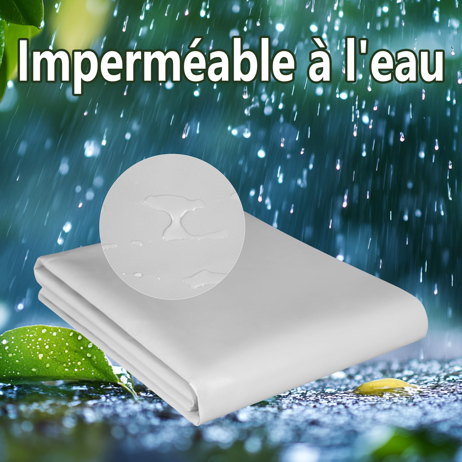 Laneetal Bâche PVC Imperméable Ultra-Résistante 4x6m Gris Clair