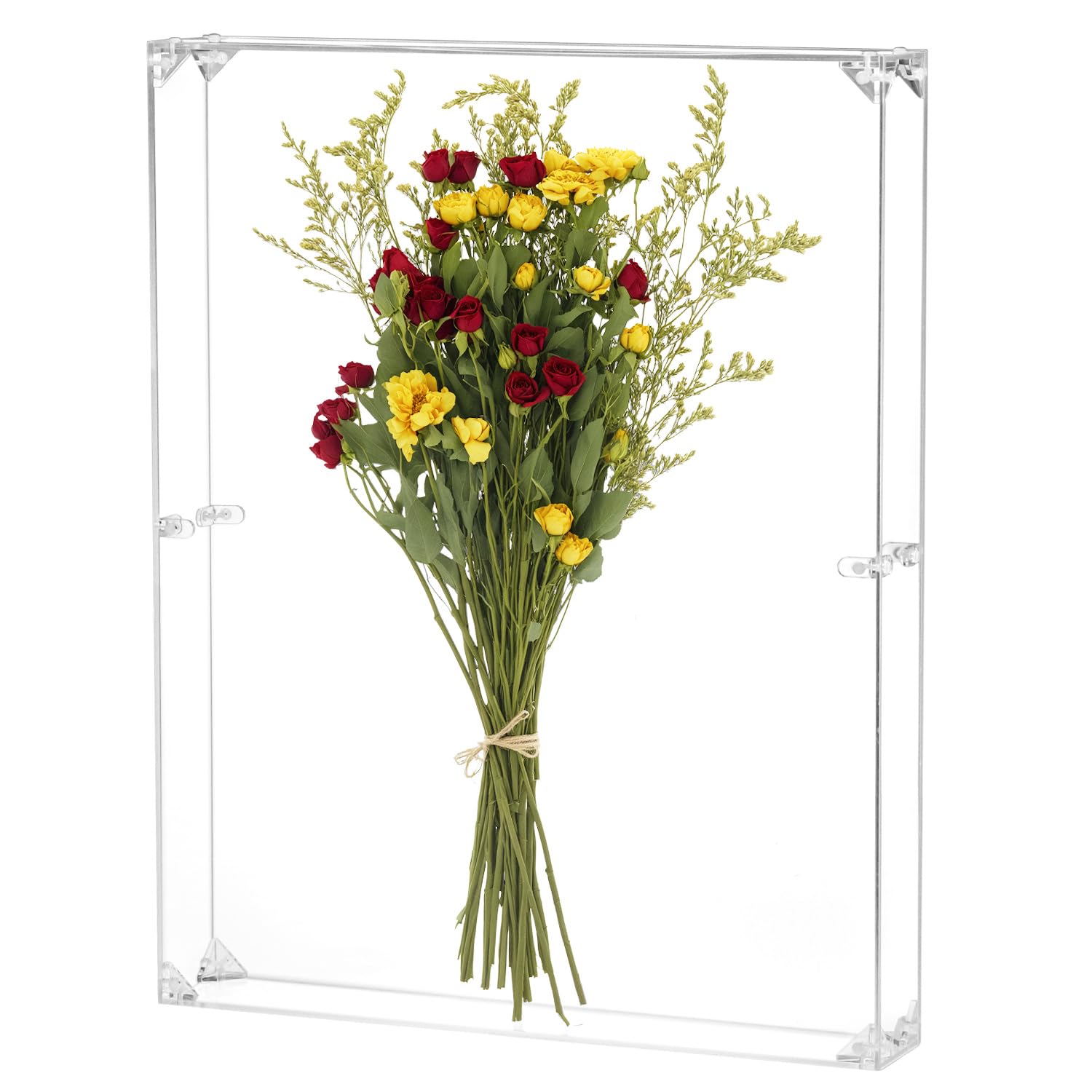 QWORK Acrylic Shadow Box Display Case - 16 x 20 inches b Clear Assemble Display Frame, 2.55" Interior Depth Shadow Box Frame for Tabletop or Wall Mount