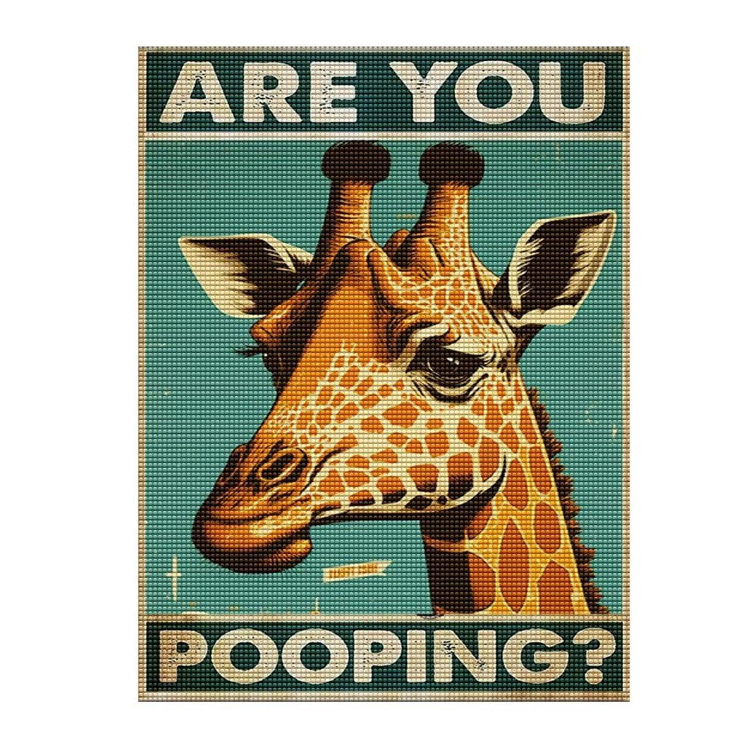 Solitar5D Diamond Painting Kits for Adults Beginners, Round Full Drill Diamond Art Kits, DIY Giraffe are You Pooping Crystal Rhinestones Paint by Diamonds Dots Art Kit, Home Wall Decor 12x16inch