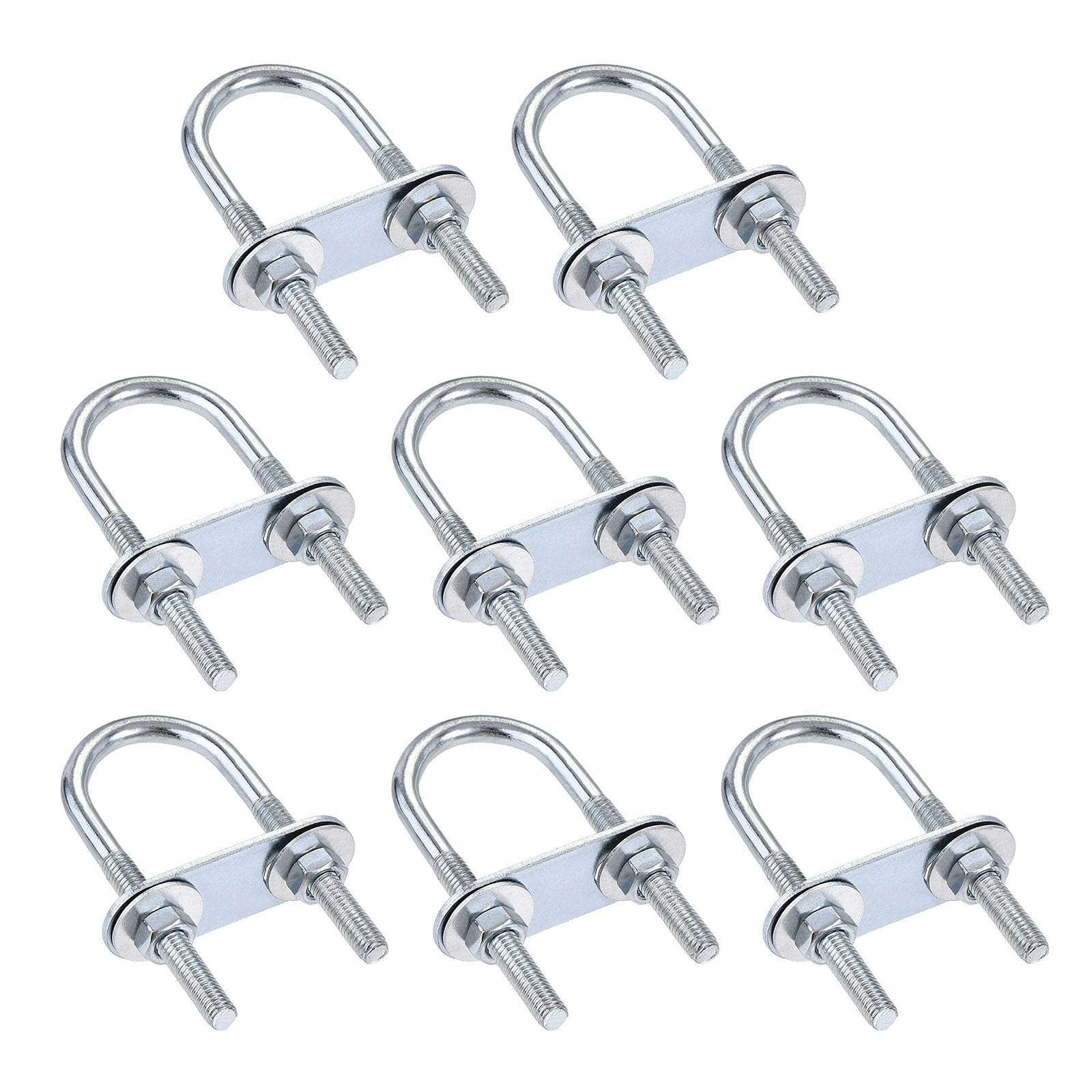 TA-VIGOR 8 sets M6 Round U-Bolts, 25mm Inner Width 70mm Length Steel U-Bolts with Nut, Plate