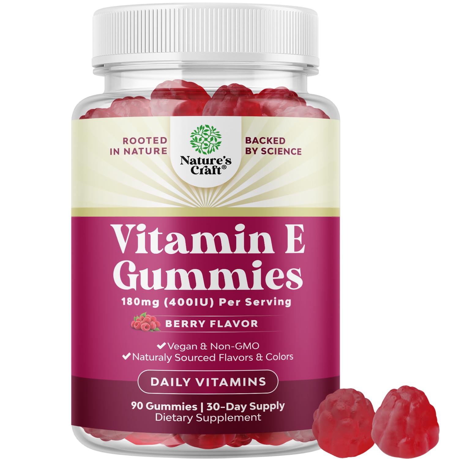 Natures Craft Vitamin E Gummies for Skin Care - High-Potency Vitamin E 400 IU Skin Supplement - Delicious & Easy-to-Take Supplement Promote Health Immune Support & Cellular Protection (1 Month)