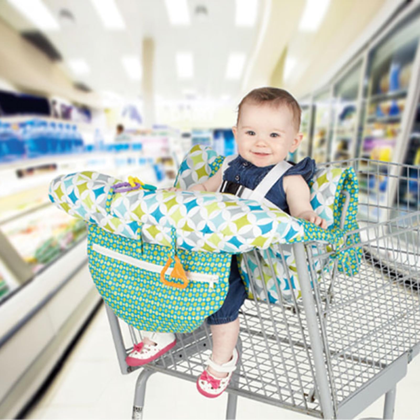 Protege Caddie Bebe, Protège Siège Chariot Bébé, Housse Chaise Haute Avec Sangles De Sécurité, Coussin De Paniers Protection Doux, Coussin De Couverture De Chaise Pliable Pour Enfant Garçon, Fille
