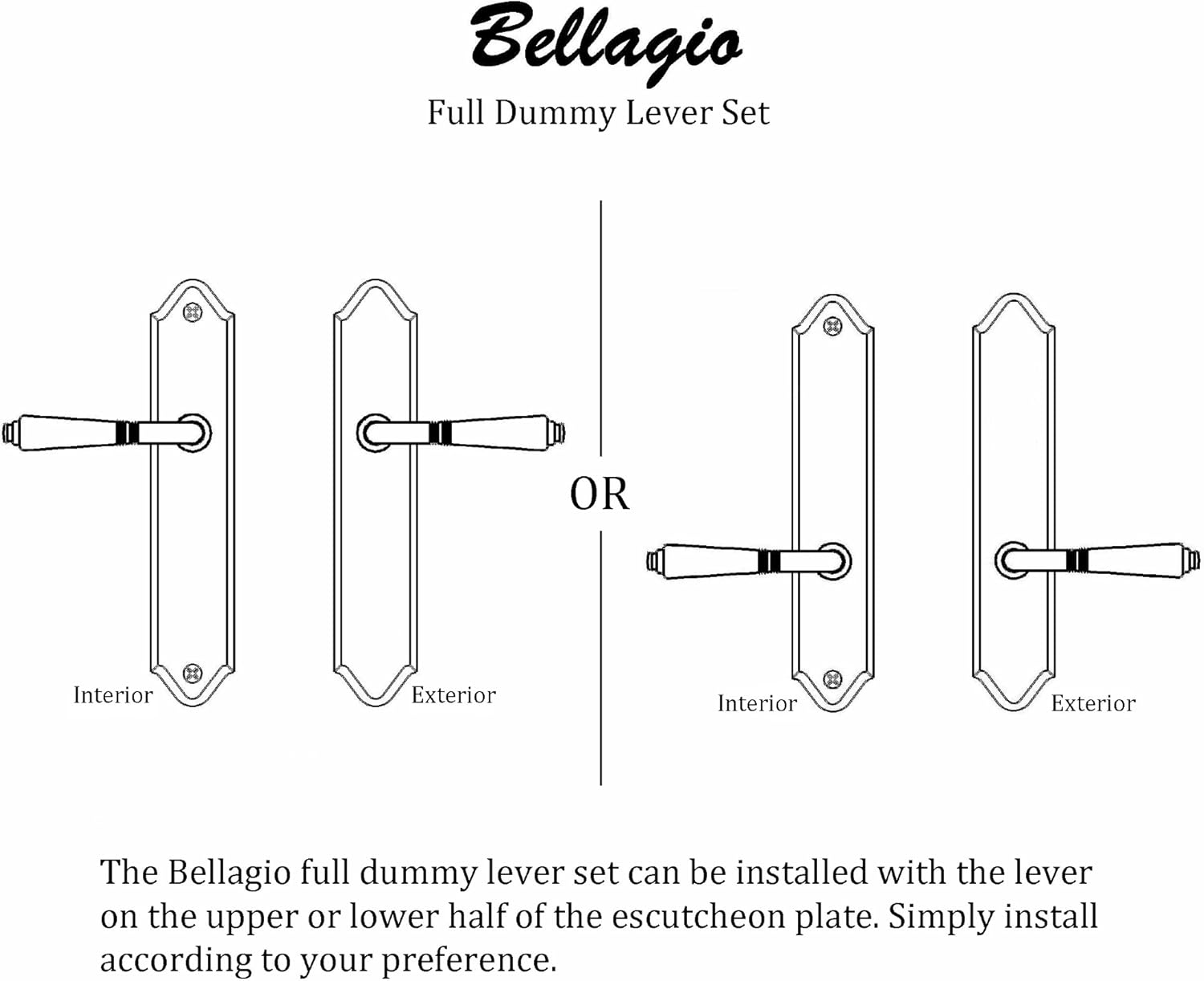 FPL Bellagio Full Dummy Trim Only Lever Set - Black (BPC)