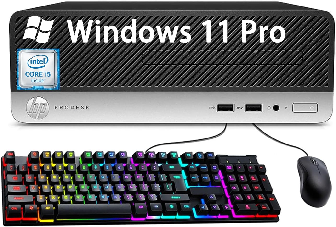 HP ProDesk 400 G5 Small Form Factor Desktop PC, Core i5-8500 3.00 GHz-4.10 GHz, 8GB DDR4, 256GB SSD, Keyboard and Mouse, USB WiFi+BT, No DVD, Windows 11 Pro (Renewed)