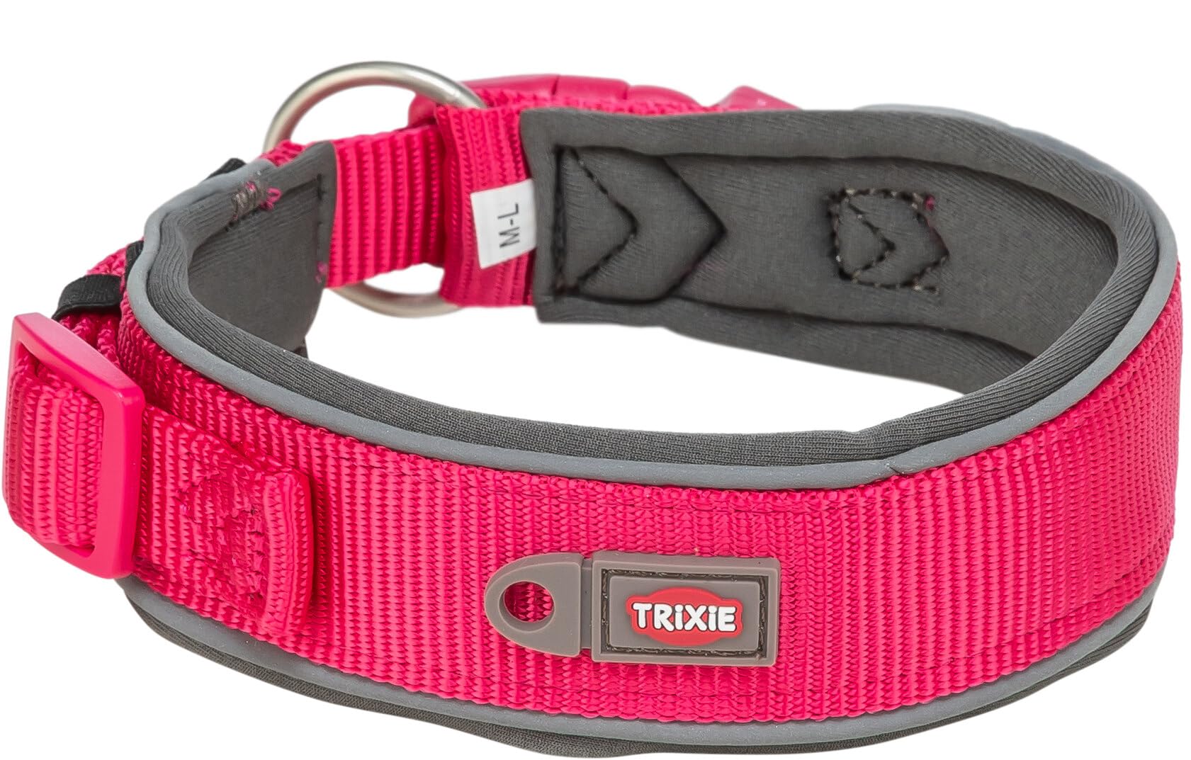 TRIXIE Premium Collar Size L–XL: 20.9–24.4 in/2.0 in neck circumference in fuchsia – Fully adjustable neoprene-padded dog collar for medium to large dogs – 1995911