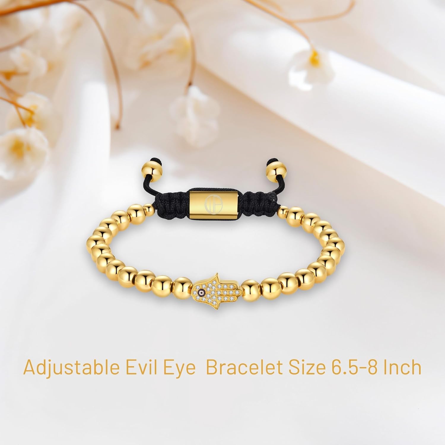 18K Gold Plated Bracelets for Men Stainless Steel Adjustable Mens Gold-plated Bracelet Black Onyx Red Tiger Eye Beads Chain Link Handcrafted Birthday Jewelry Gift