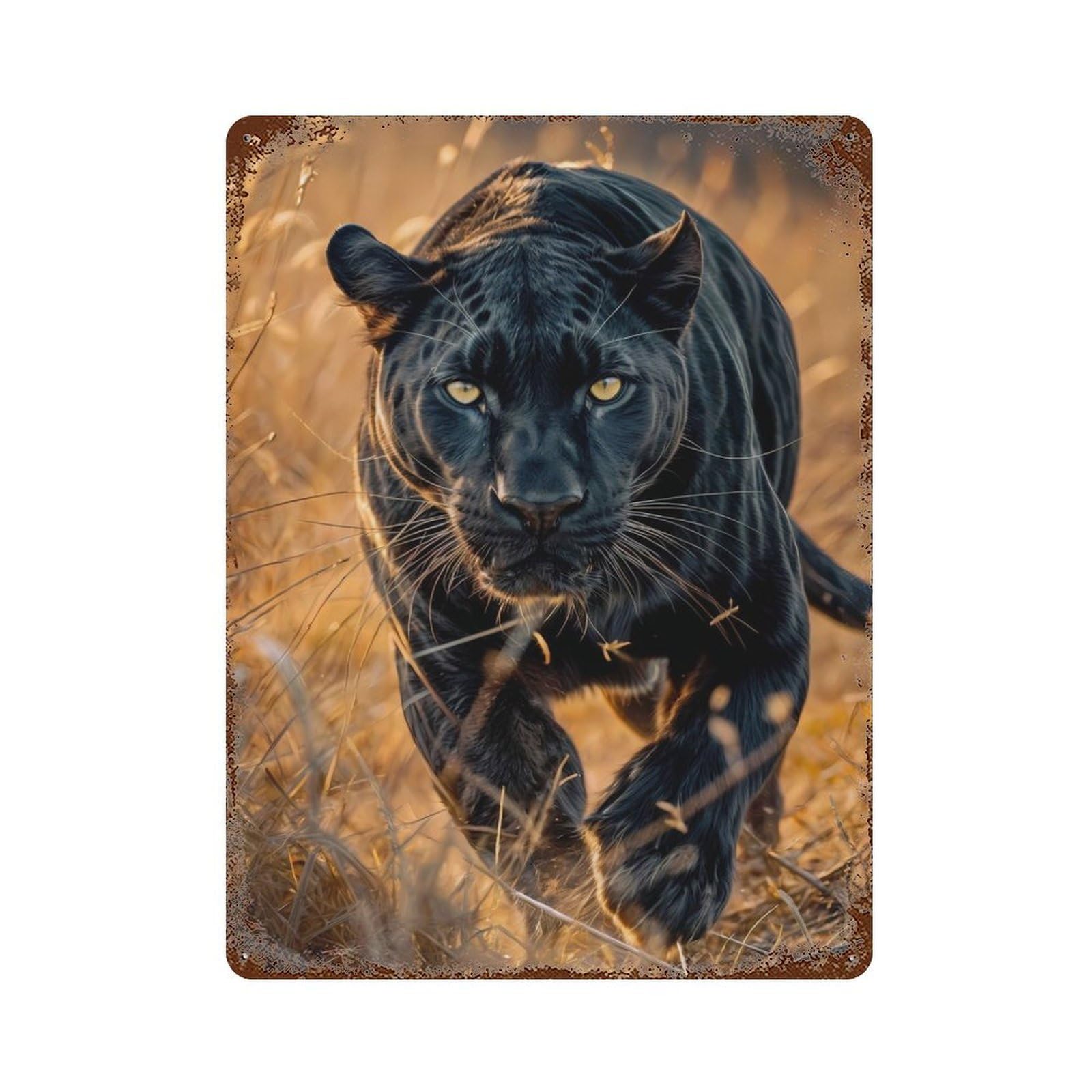 Majestic Black Panther Distressed Metal Wall Sign 15.7"x11.8", for Farmhouse, Kitchen And Entryway Decor, Rustic Home Decor