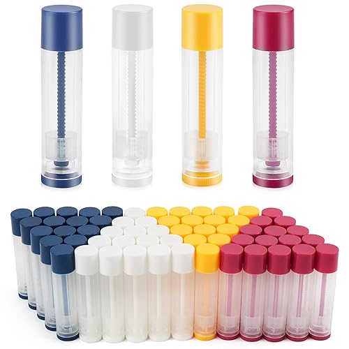 Miniatura 10 de LotFancy Tubos de bálsamo labial con bandeja de llenado y espátula, 50 unidades de 0.2 fl oz (316 onzas) recipientes de bálsamo labial transparentes