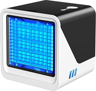 Air Conditioners Fan with 3 Speeds, Replaceable Filter & Humidifier,Quiet & Fast Cooling Portable Cooling Fans that Blow Cold Air, 7 Colors Led Evaporative Air Cooler for Room (black) - Amazon product rated Grade B
