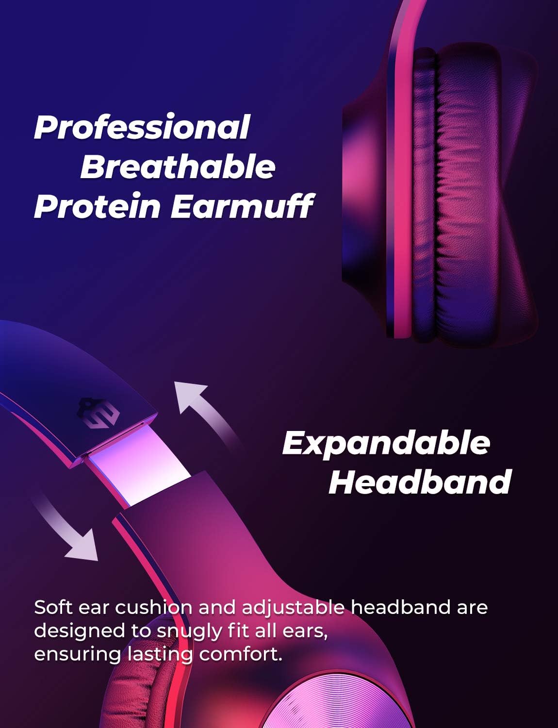 iClever HS18 Over Ear Headphones with Microphone - Lightweight Stereo Headphones, Adjustable Foldable Wired Headphones with 3.5mm Jack for Online Class/Meeting/iPad/Phone/Computer, Black : Electronics