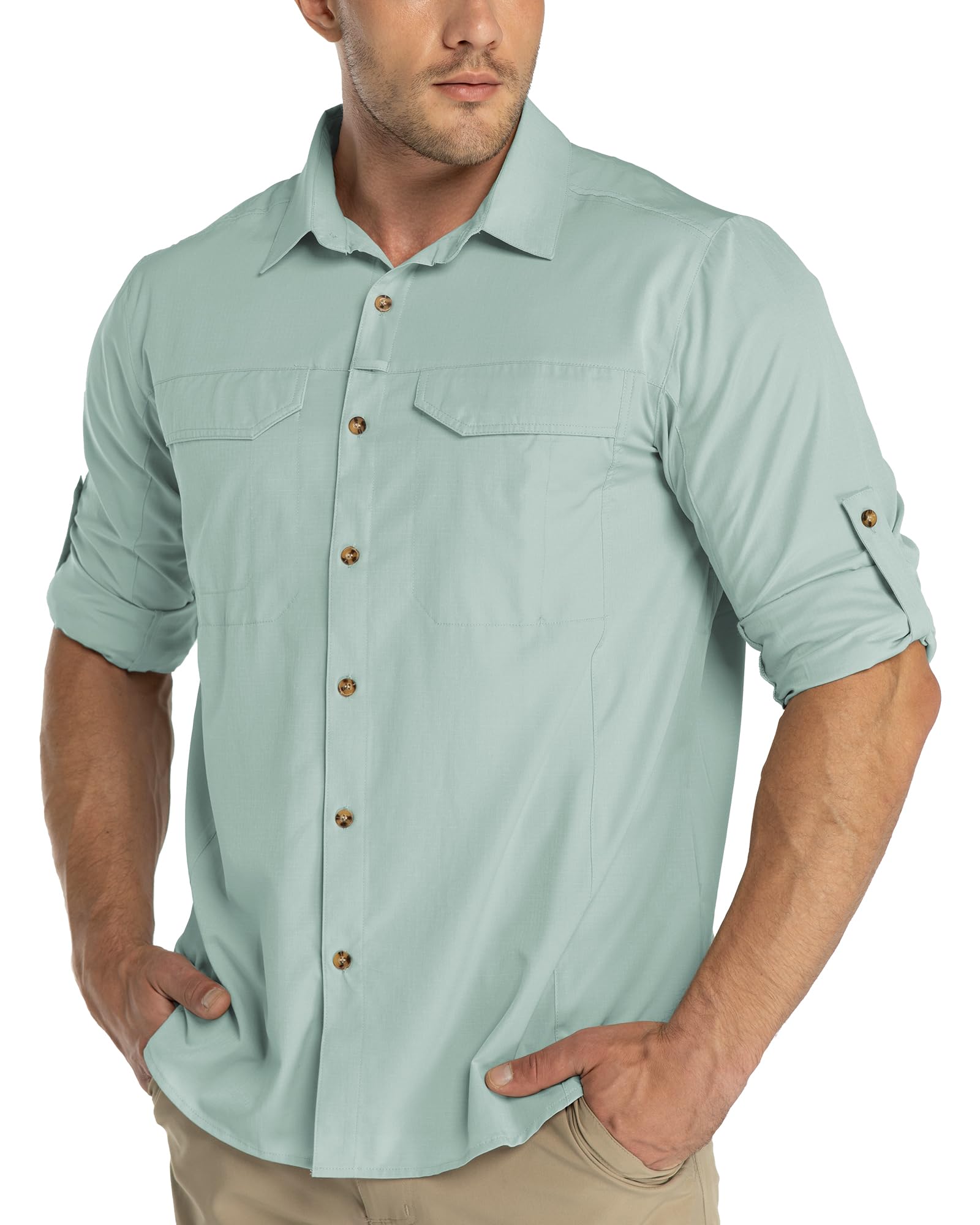 33,000ft Men's Long Sleeve Hiking Shirts Lightweight Quick Dry Sun Protection UV UPF 50 Fishing Shirt Outdoor Safari Travel