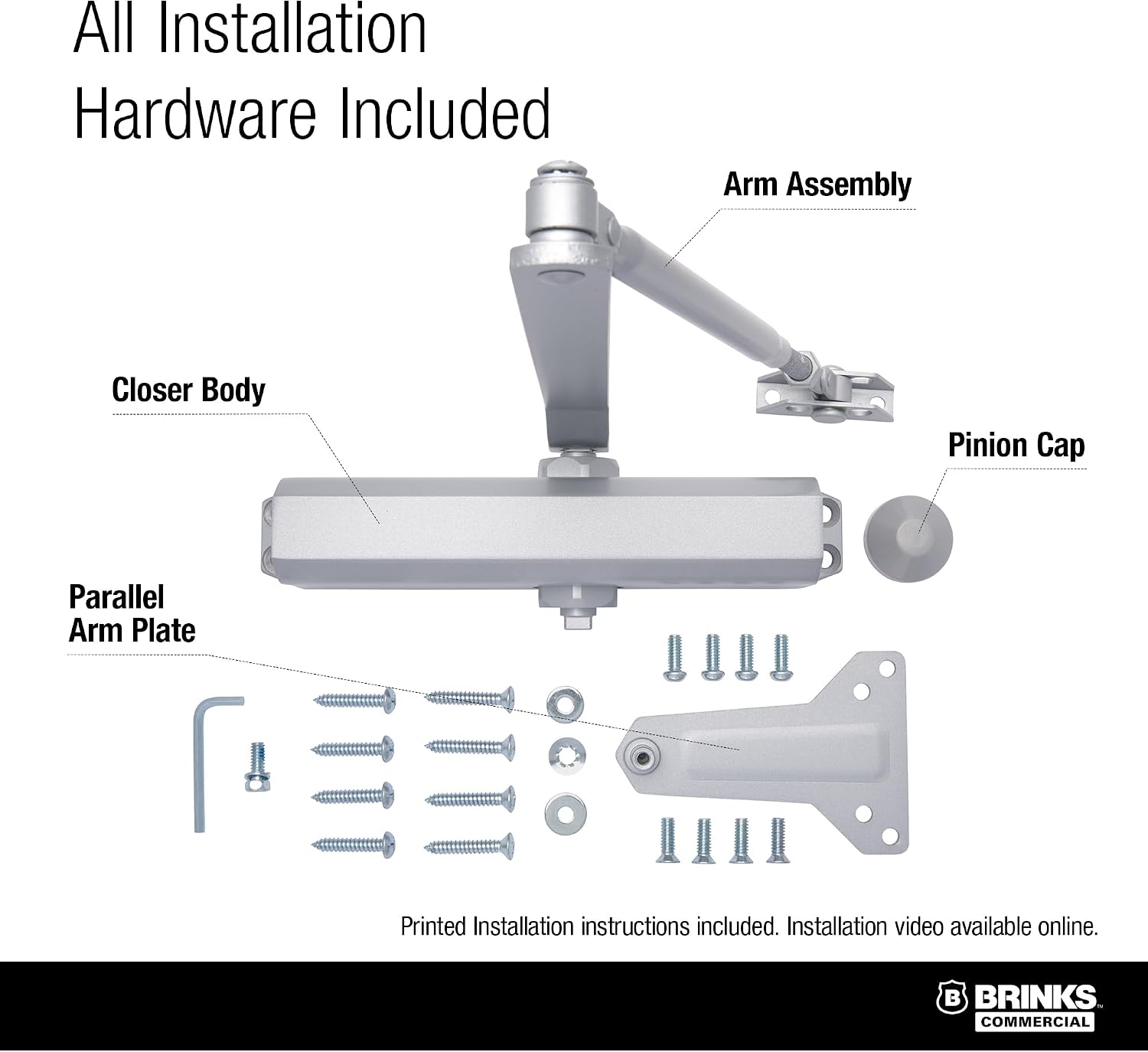 Medium Duty Commercial Door Closer UL Listed, Aluminum