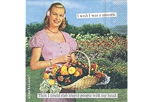 Anne Taintor's Retro Cocktail Paper Napkins with Unicorn Design