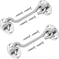 Vista 12 de Rainspire (Paquete de 2) Pestillo de Gancho y Ojal de Privacidad para Puerta de Granero, Pestillo de Puerta de Acero Inoxidable