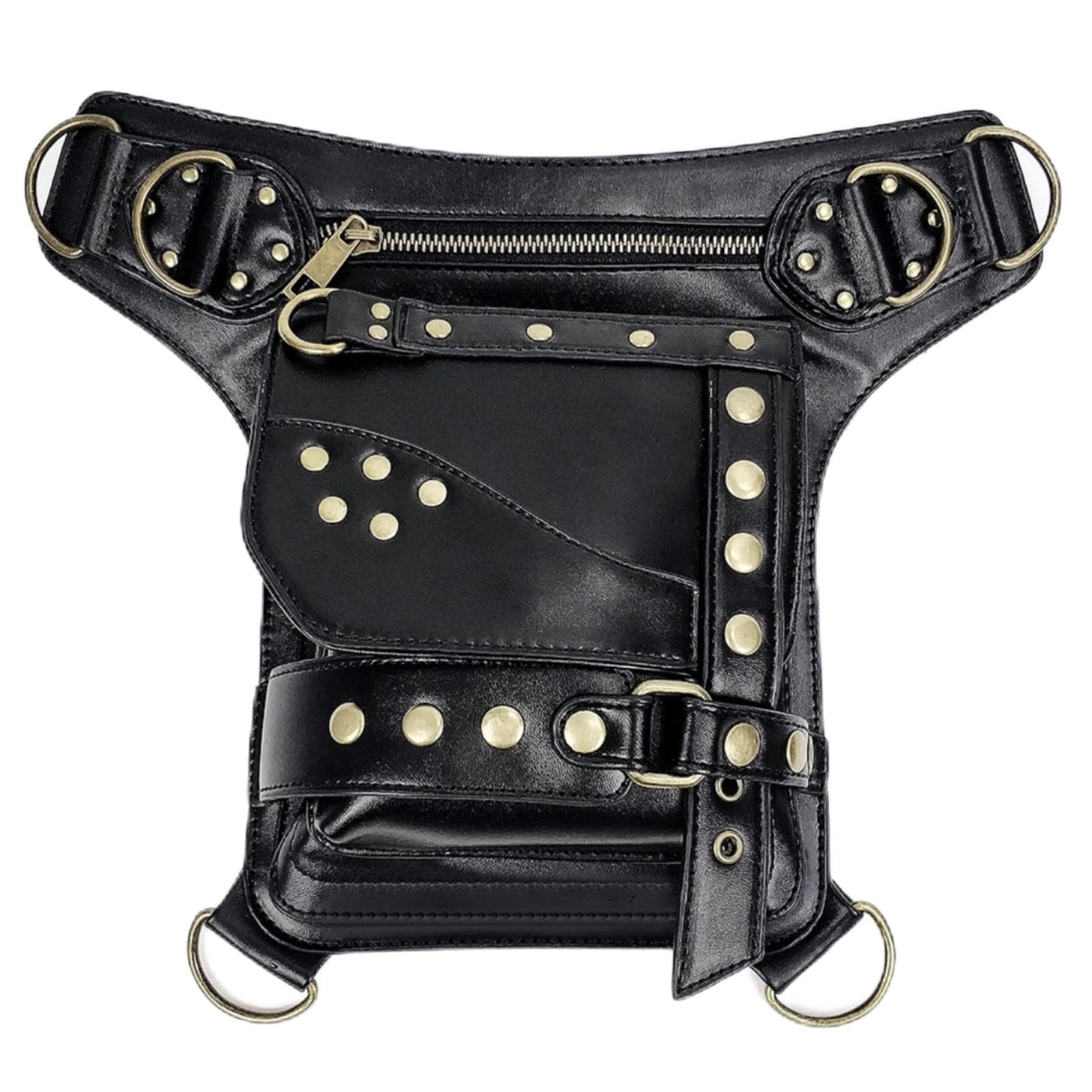 Waist Bag with Belt Steampunk Waist Bag with Leg Strap Biker Themed Fanny Pack for Bikers, Cosplayers, Festivals-picture-25