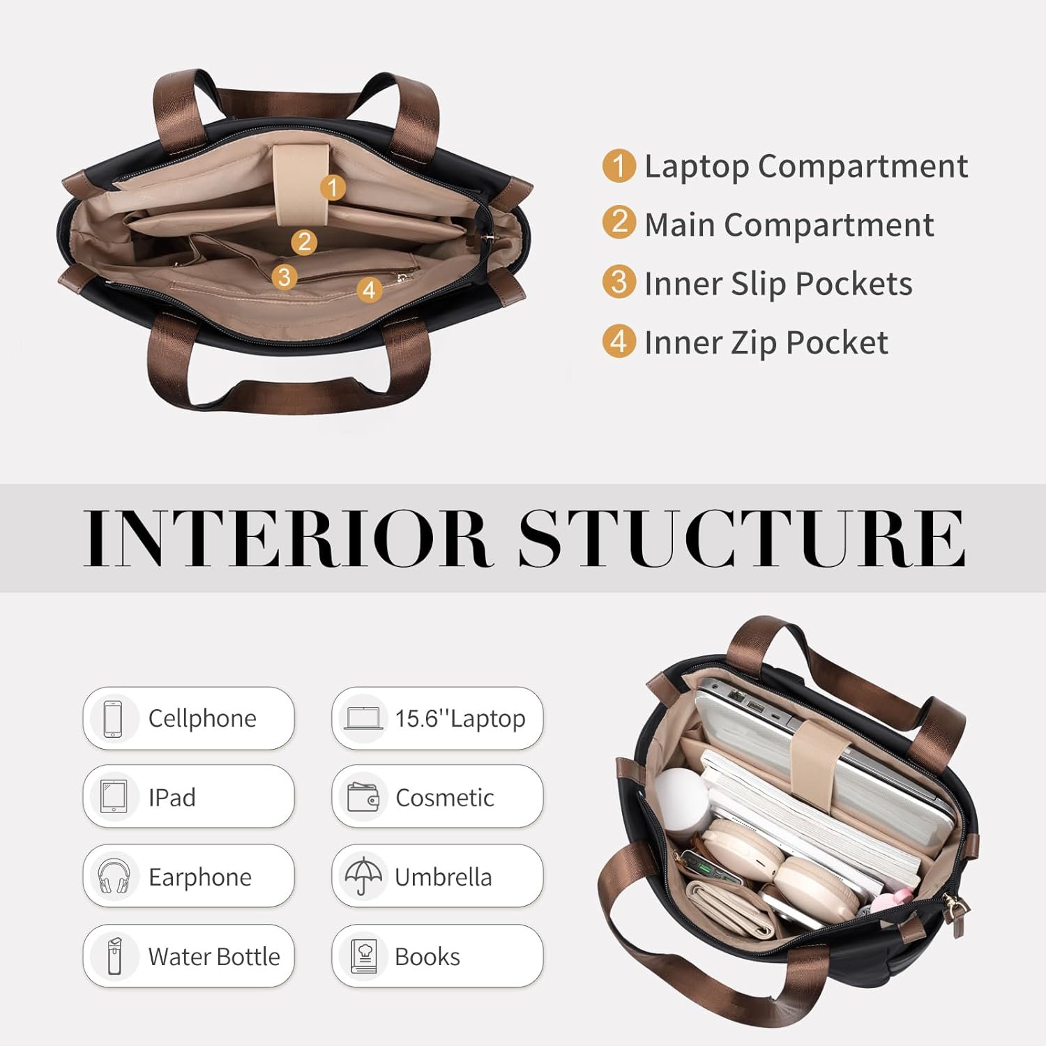 GOLF SUPAGS Convertible Laptop Backpack for Women Casual Daypack Notebook Tote Bag for Work College Travel Leisure (Black) - Image 3