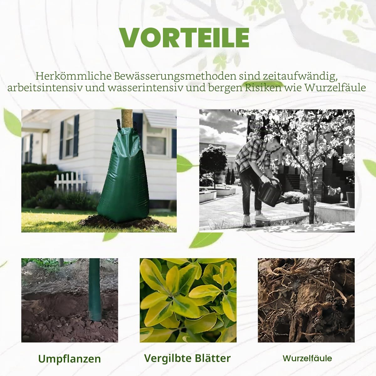 Baumbewässerungssack,Wassersack für Bäume, Baumbewässerungsbeutel, Bewässerungssack mit Reißverschluss, Robust und Wetterbeständig für Kleine und Große Bäume Jungbäume und Sträucher, 2STK, 75 L