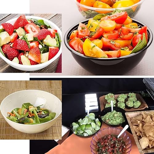 Miniatura 5 de Efavormart - Paquete de 4 cuencos desechables redondos transparentes para servir, cuencos de plástico de 32 onzas para ensaladas de boda, fiesta,