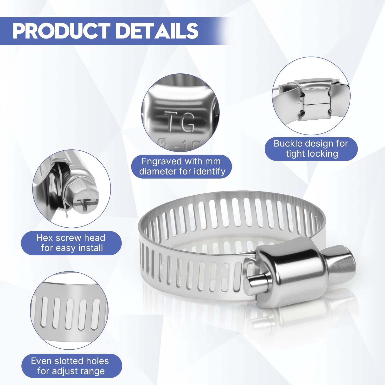 Eunice Stainless Steel Hose Clamps Assortment Kit, Hose Clamps With - View #4