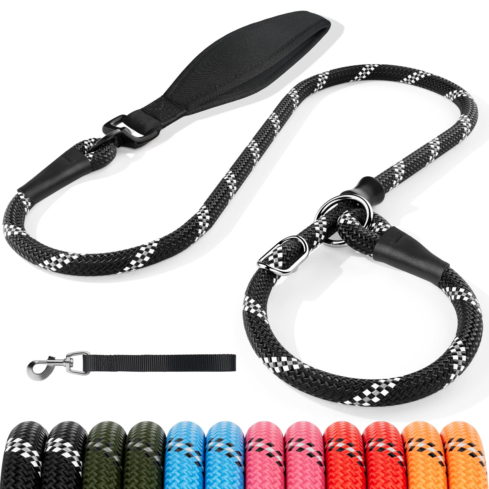 Kdsvakd Slip Lead for Dogs Anti Pull Anti Choking Dog Training Leads with Comfortable Padded Handle and Collar Attachment
