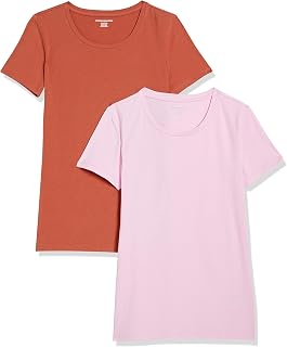Amazon Essentials Damen T-Shirt mit kurzen Ärmeln und Rundhalsausschnitt in normaler Passform, Multi-Packs