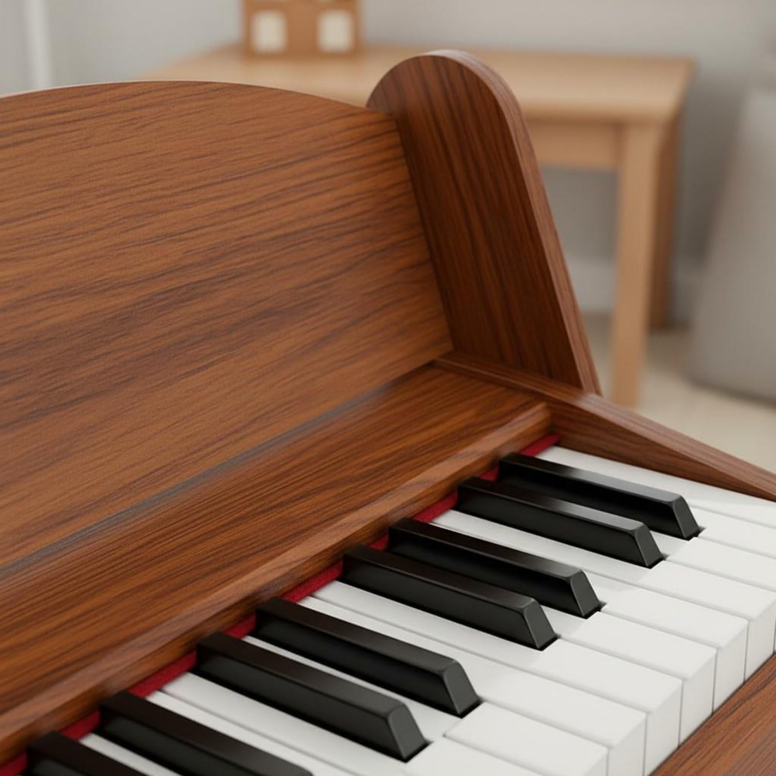 Kinder E Piano Kinderklavier Spielzeugklavier Keyboard Elektronik mit Holzgehäuse Und 25 Tasten Fördert Rhythmus Und Musikinteresse für Vorschule , Brown , Plug-in