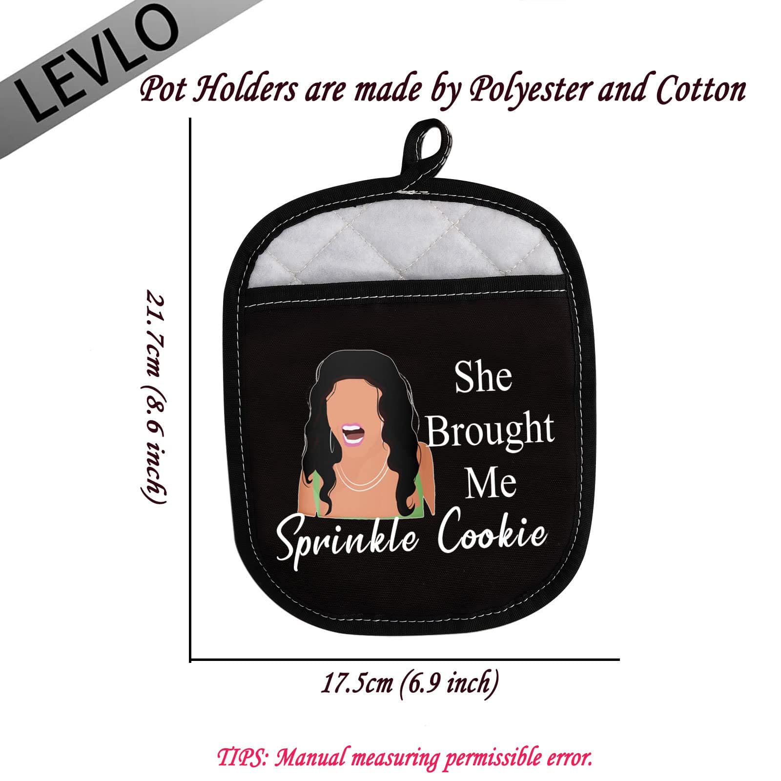 LEVLO Real Housewife Kitchen Pot Holder RHONJ TV Gift She Brought Me Sprinkle Cookie Oven Mitt for Fans Mom(Sprinkle Cookie)