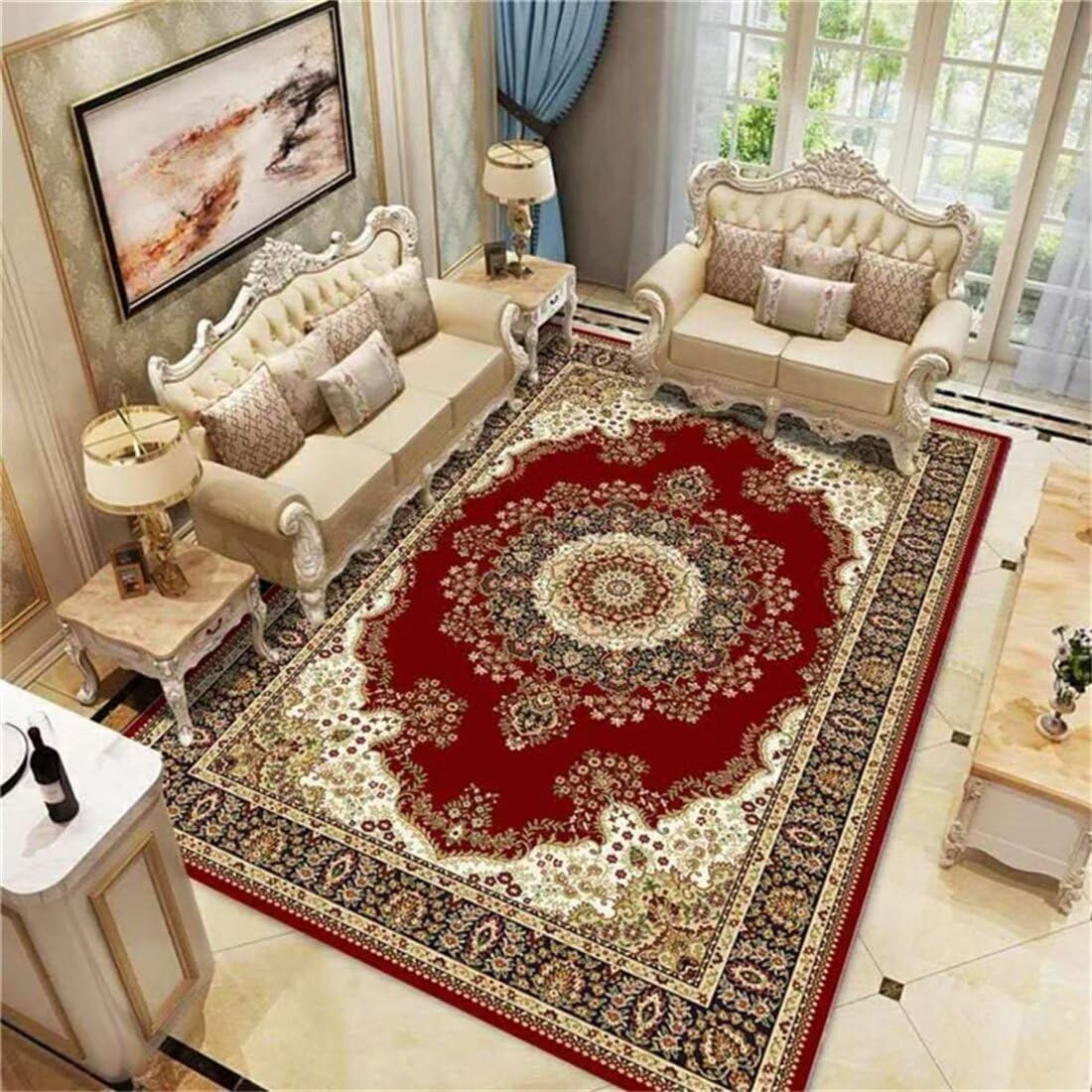 Tapis de salon lavable 130x190 cm pour grand couloir et cuisine