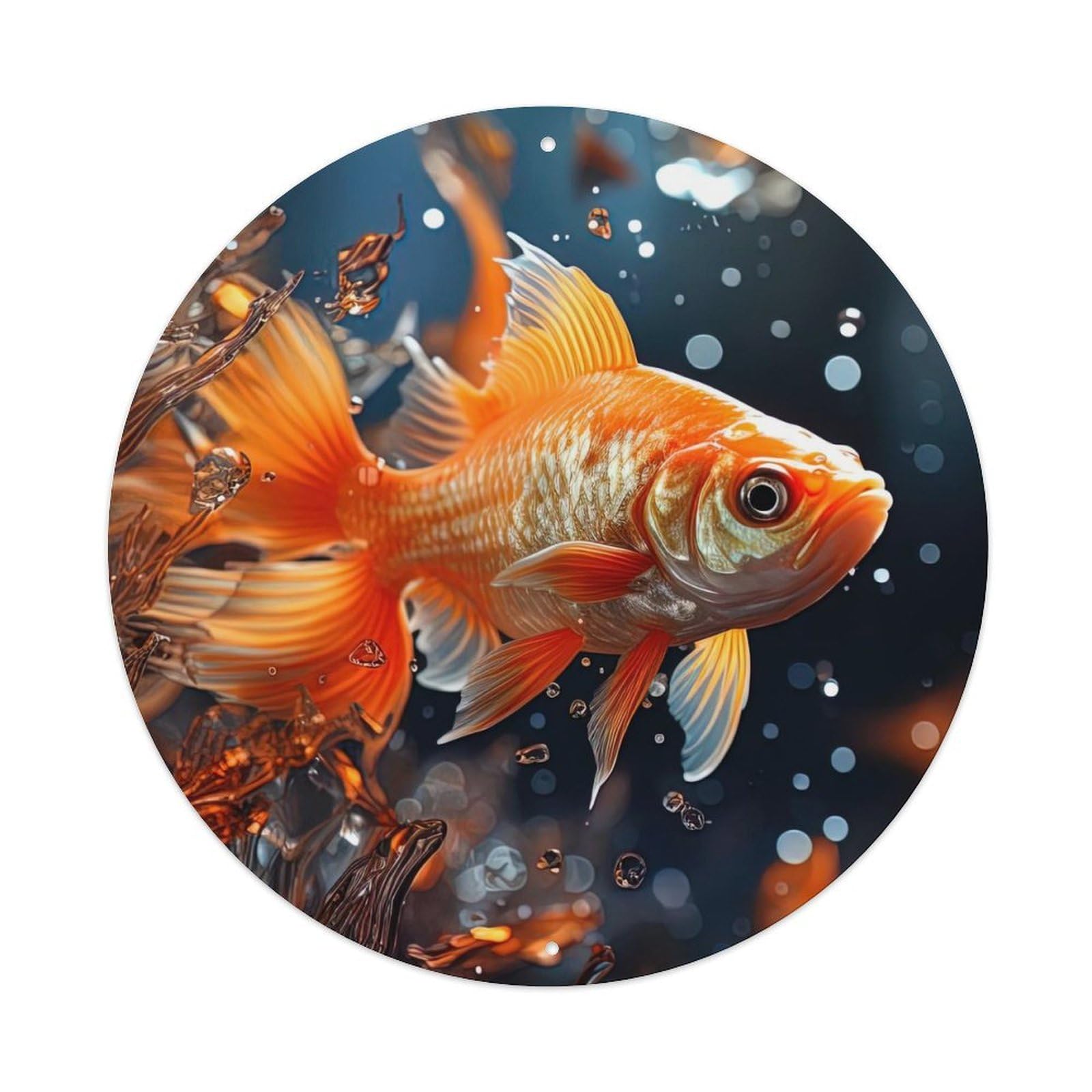 Animal Goldfish Vintage Metal Tin Sign Plaque Wall Decor for Cafe, Club Bar, Office, Garden Metal Poster 8x8Inch