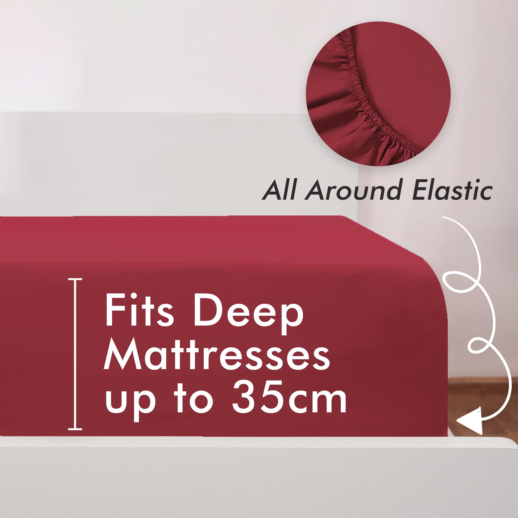 Novo Home Bedding Set King with Fitted Sheet, Duvet Cover & 2 Pillowcases - Red Microfibre 4 Piece Bed Set - Image 4