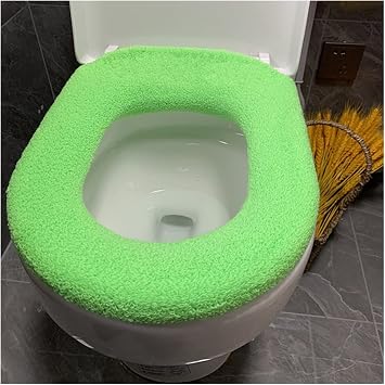 Comfortable Soft Multicolor Bathroom Toilet Set Thickening Washable Toilet Seats Cover Toilet Mat Winter Warm O Ring Potty Sets Color Bright Green