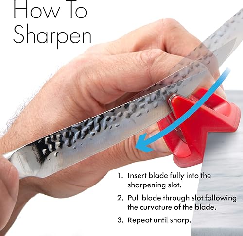 Vista 6 de KitchenIQ 50883 - Edge Grip 2-Stage Knife Sharpener - Red - Coarse & Fine Sharpeners - Compact - Stable Non-Slip Base - Soft Grip Rubber Handle