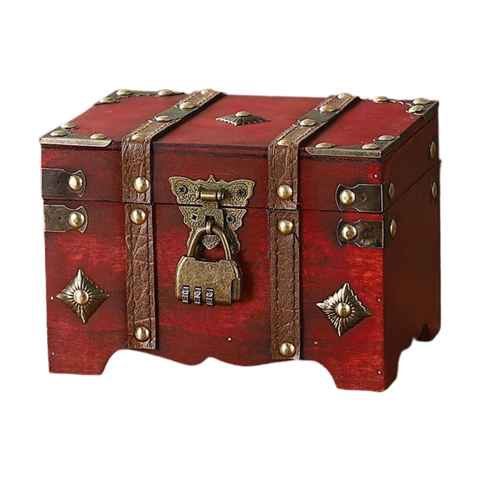 Shurhome Sturdy Wood Travel Trunk European DesignS Storage Case Home Decoration for Clothes and Accessories Solution