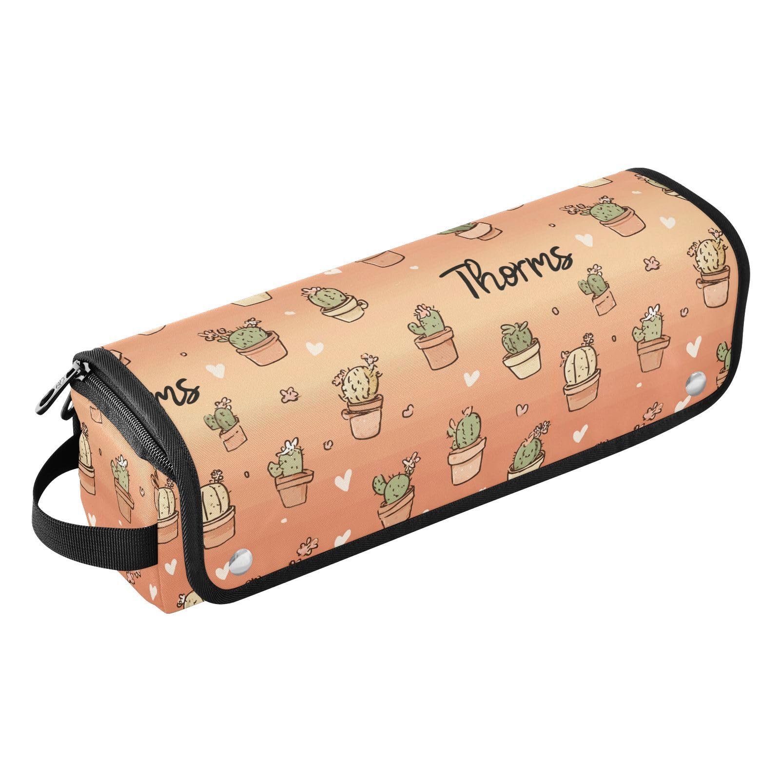 Cactus Love Orange Pattern Compact Hairstylist Travel Bag for Flat Irons, Straighteners, Curling Iron Hair Styling Tools Organizer for Women Heat Resistant Mat 2-in-1 Design-image-10