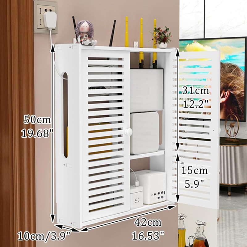 Router rack Fali Tartó Lebegő Polc WiFi Tárolódoboz 42×10×50cm