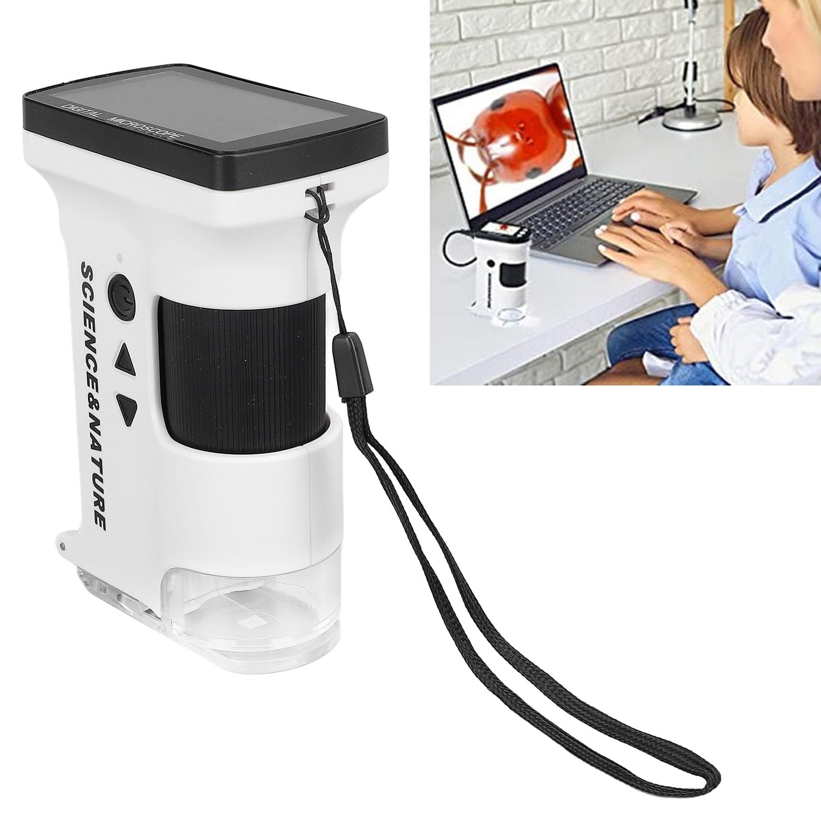 Schimer Microscopio Portatile per Bambini con Display HD da 2,7 Pollici e Illuminazione a LED per Esperimenti Scientifici All'aperto, Perfetto per i Giovani Esploratori